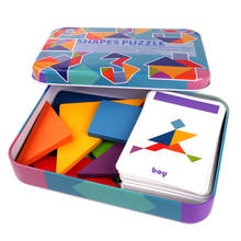 Детская игрушка-головоломка Деревянный Цвет Tangram головоломка железный ящик для хранения головоломка раннее образование интеллект деревянные Tangram игрушки подарки 2024 - купить недорого