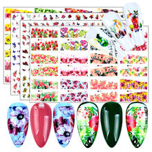 12 дизайнерские наклейки для ногтей смешанные бабочки для дизайна ногтей Переводные переводные наклейки слайдеры Цветочные листья украшение для маникюра 2024 - купить недорого
