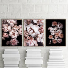 Cuadros Black and White Flower Poster Wall Art Canvas Posters Pink Blush Art Painting Wall Picture Modern Mosque Home Decoration 2024 - buy cheap