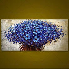 Flores Pintados À mão Pintura A Óleo sobre Tela Abstrato Faca 3D Flower Pictures Home Decor Arte Da Parede Azul Pinturas Florais Para presente 2024 - compre barato