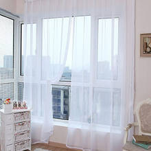 Cortina de tul de Color sólido para sala de estar, cocina, dormitorio, puerta, Panel transparente 2024 - compra barato