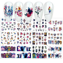 12 styles animal Patterns Nail Sliders Water Transfer Stickers Set Tiger/fox/elephant Water Decals Transfer Foils MYA1585-1596 2024 - buy cheap