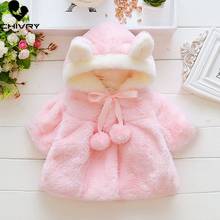 New 2020 Baby Girls Fashion Faux Fur Coat Winter Warm Hooded Solid Batwing Sleeve Cloak Jackets Kids Children Outerwear Clothing 2024 - buy cheap