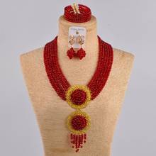 wine african necklace jewelry set crystal beads nigerian jewelry set for women 6CLS01 2024 - buy cheap