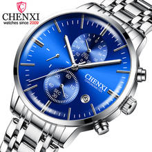 CHENXI-reloj analógico de acero inoxidable para hombre, accesorio de pulsera de cuarzo resistente al agua con cronógrafo, complemento masculino deportivo de marca de lujo con esfera luminosa, a la moda 2024 - compra barato