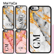 Personalised SILVER STONE Marble initials Phone Case For iPhone 13 12 Pro Max mini 11 Pro Max XS X XR 6S 7 8 Plus SE 2020 Coque 2024 - buy cheap