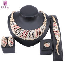 African Jewelry Charm Crystal Necklace Colorful Jewelry Sets for Women Wedding Bridal Earring Bracelet Ring Jewelry Set 2024 - buy cheap