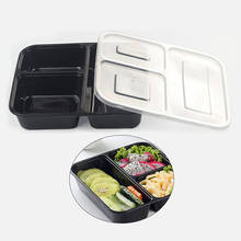 5 Pcs Plastic Lunch Box Takeaway Box Disposable Lunch Box Square 3 Grid  Lunch Takeaway Box 2024 - buy cheap