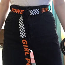 Женский ремень с буквенным принтом Girl Power, модный студенческий ремень с двойной d-образной пряжкой, длина 130 см, тканевые ремни для джинсов 2024 - купить недорого
