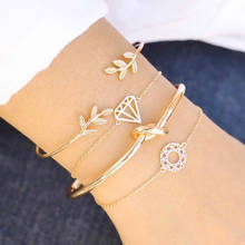 Modyle Bohemian Leaves Knot Round Chain Opening Gold Bracelet Set Women Fashion Apparel Jewelry Valentines Day Gift 2024 - buy cheap