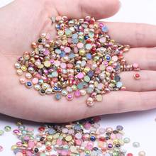 100 pçs 4-6mm colorido meia redonda pérolas moldura de metal strass diy prego arte grânulos beleza decoração brilho prego adesivo 2024 - compre barato