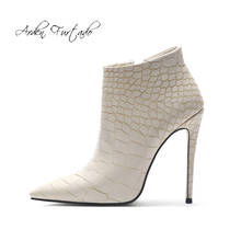 Arden Furtado Fashion Women's Shoes Winter Pointed Toe Stilettos Heels Zipper Elegant Ladies white Boots big size 43 44 45 new 2024 - buy cheap