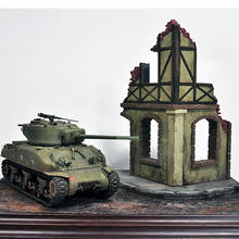 Mesa de areia militar diortérmica, modelo de construção de areia em escala 1/35, casa de canto, queima de edifícios, mantém os modelos 2024 - compre barato