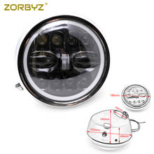 ZORBYZ 7“ Motorcycle Accessories Chrome Ring LED Front Headlight Head Lamp For Harley Yamaha Honda Triumph Cruisers Choppers 2024 - buy cheap