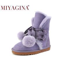 Botas de nieve de piel de oveja auténtica para Mujer, zapatos de invierno de alta calidad, australianos, talla grande 34-44 2024 - compra barato