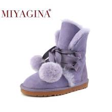 High Quality Australia Women's Natural Fur Snow Boots Genuine Sheepskin Leather Botas Mujer Winter Women Shoes Large Size 34-44 2024 - buy cheap