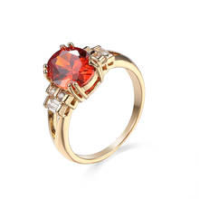 Vintage Gold Color Filled Big Red Zircon July Birthstone Rings for Women Men Wedding Fashion Romantic Jewelry Engagement Ring 2024 - buy cheap