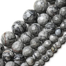Cuentas de piedra Natural con forma de mapa gris facetado para fabricación de joyas, accesorios para pulsera DIY, de 4, 6, 8, 10 y 12mm, venta al por mayor 2024 - compra barato