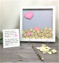 Personalised any text Christening Baptism Guest Book Drop Box with Wooden Birch Hearts,Custom birthday wedding wish drop box 2024 - buy cheap