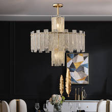 Lámpara de araña posmoderna para sala de estar, candelabro de lujo con luz de cristal creativa de cobre simple para comedor y dormitorio 2024 - compra barato