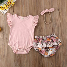 3PCS Newborn Set 2020 Baby Girl Outfits Clothes Tops Romper + Floral Shorts Pants Infant Clothing Set 2024 - buy cheap
