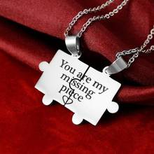 AZIZ BEKKAOUI You Are My Missing Piece Necklace Stainless Steel Tag Pendant Necklace For Lover with Gift Box Dropshipping 2024 - buy cheap