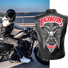Backwoods мотоциклетная кожаная куртка-жилет мужские Весенние жакеты черный Motorrad жилет с принтом букв размера плюс 2024 - купить недорого