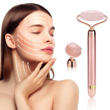 Electric Jade Roller Vibrating Facial Roller Massager 2-IN-1 Nature Rose Quartz Face Roller Skin Eye Roller 2024 - buy cheap