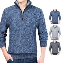 Men Autumn Winter Long Sleeve Half Zip Thick Pullover Warm Knitted Sweater Coat 2024 - buy cheap