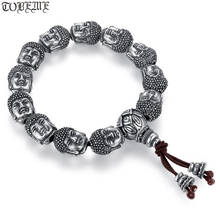 100% 999 Silver Sakyamuni Buddha Statue Beads Bracelet Tibetan Buddha Head Beaded Bracelet Wrist Mala Bracelet 2024 - buy cheap