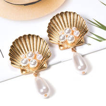 New Arrival Gold Jewelry Drop Earrings Shell Shaped Pearl Dangle Brincos Bijoux High Quality Pendientes For Women Wholesale 2024 - buy cheap
