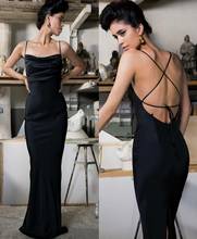 Elegant Mermaid Long Spandex Prom Dresses Criss Cross Back Robe De Soiree Floor Length Black Formal Party Gown for Women 2024 - buy cheap