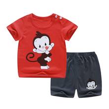 Conjunto de manga curta de algodão para crianças, camiseta fina e short de verão para meninos e meninas, roupas de bebê 2024 - compre barato