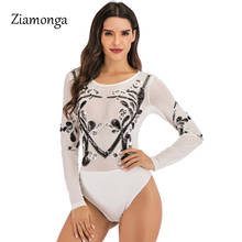 Ziamonga Sexy Shining Sequins Jumpsuit Spring Bodysuits Women Body Long Sleeve Leotard Sequined Night Clubwear Party Romper 2024 - buy cheap