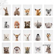 Bonito animal imprime cartaz coelho ouriço veado panda pato arte da parede berçário woodland decoração para o quarto do bebê decoração casa pintura presente 2024 - compre barato