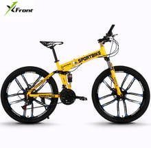 New X-Front brand 26 inch carbon steel 21/24/27 speed one piece wheel folding bike downhill bicicleta MTB mountain bicycle 2024 - buy cheap