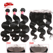 4x4 HD Transparent Lace Closure with Body Wave Brazilian Human Remy Hair Bundles 13x4 Lace Frontal Natural Color Pre-Plucked 2024 - buy cheap