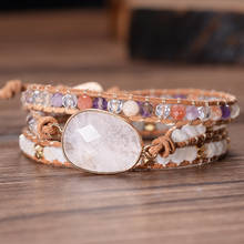 Cuentas de cristal facetadas brillantes para mujer, pulseras hechas a mano, Piedras Blancas grandes, joyería de Yoga de la amistad 2024 - compra barato