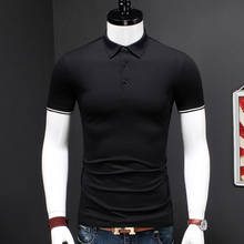 Business Casual Polo Shirt Men Short Sleeve Black Slim Mercerized Cotton Polos Shirts Plus Size High Quality Clothing 2024 - buy cheap