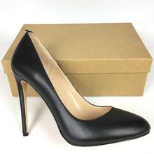 Sapatos de couro genuíno salto alto sem cadarço, sapatos para mulheres de bico arredondado, salto fino, preto, vinho, vermelho, primavera e outono 2024 - compre barato