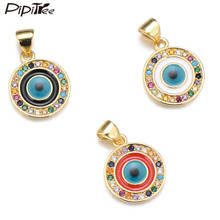 Pipitree Copper Cubic Zirconia Round Evil Eye Charms for Women Pendant Necklace Jewelry Making DIY Enamel Charms Accessories 2024 - buy cheap