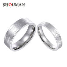 SHOUMAN-anillos de acero inoxidable para hombre y mujer, joyería de compromiso con forma de corazón, ECG, para pareja, para enamorados 2024 - compra barato