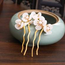 Luxury Flower Faux Pearl U-Shaped Hair Sticks Handmade Vintage Hairpin Women Wedding Hair Jewelry Accessories XH 2024 - buy cheap