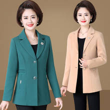 Middle-aged Women 2022 Spring Notched Single Breasted Blazers Female Short Casual Suit Coat Ladies Solid Color Blazer Z57 2024 - buy cheap
