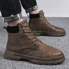 Botas altas tobilleras de invierno para hombre, calzado de trabajo, de cuero, informal 2024 - compra barato