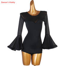 Women Latin Dance Tops Sexy Mesh Cloth High Neck Body Suit Lady/Adult Latin Salsa Standard Ballroom Dance Stage Practice Costume 2024 - buy cheap