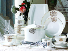 2021 moda casa osso china utensílios conjunto 56 peças simples porcelana pratos conjunto de louça ocidental clássico conjuntos 2024 - compre barato
