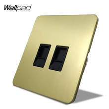 Painel de aço inoxidável e cetim dourado h6 para computador, porta de dados rj45, pc duplo, tomada de internet 2024 - compre barato