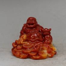 3" China hand-carved shoushan stone Maitreya Buddha ingot toad statue Sculpture 2024 - buy cheap