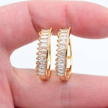 Gold Color Women Fashion White Clear CZ Huggie Hoop Earrings Jewelry 2024 - buy cheap